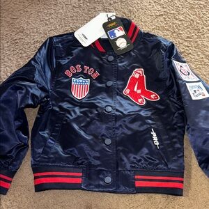 Boston Red Sox Kids Navy Satin Jacket with Patches